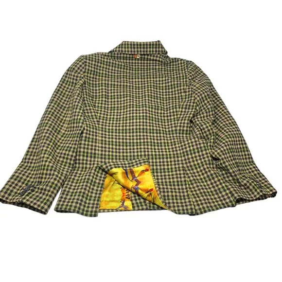 La MINIATURA Black‎ Tan Green Check Single Breast Blazer